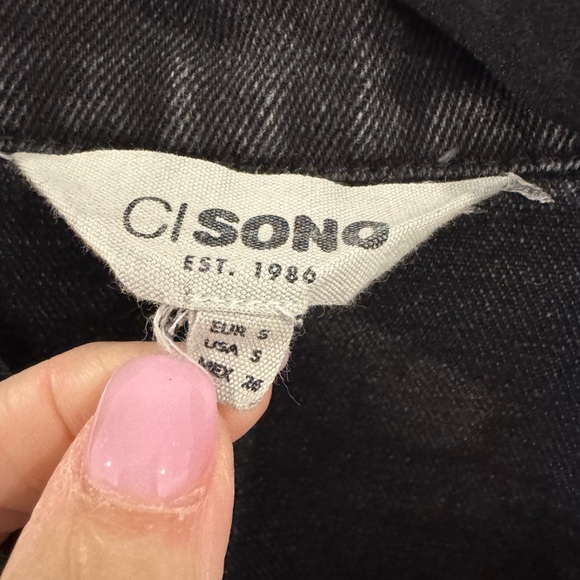 Ci Sono Charcoal Distressed Denim Jacket - Picture 2 of 3